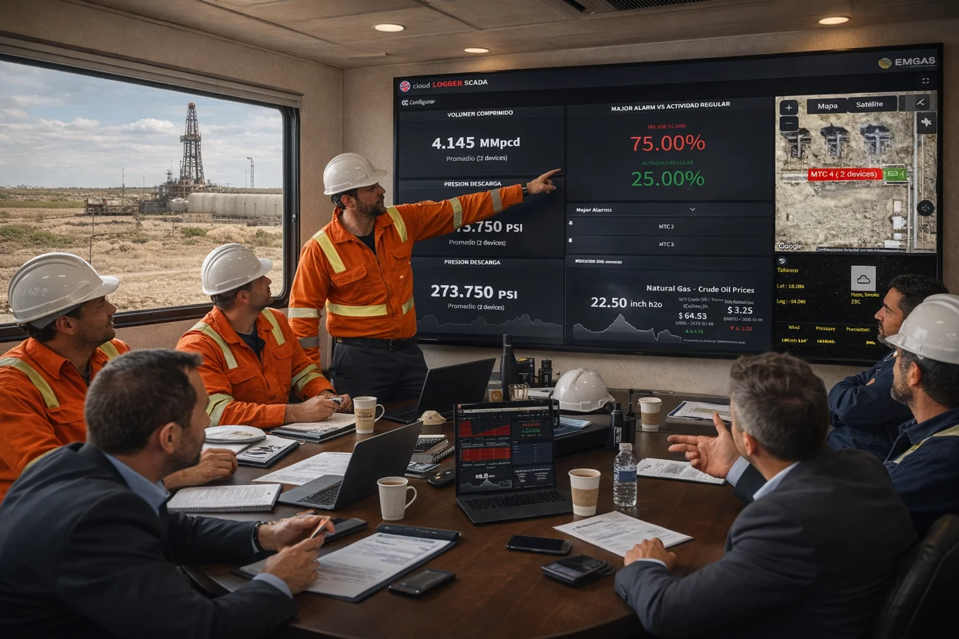 Visualización de indicadores de proceso para un equipo de operación industrial